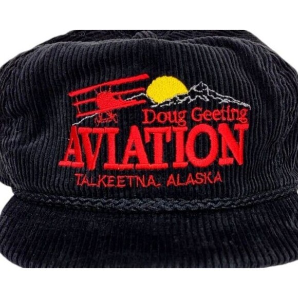 Vintage Corduroy Doug Geeting AVIATION Triplane Rope Strapback Trucker Hat NEW - Picture 2 of 9